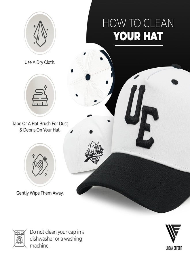 Urban Effort Vintage Trucker hat - for Men Women Baseball Hat - Trendy Sports Snapback Closure for Your Style & Outdoors (Curved Bill, White/Black) - Image 5